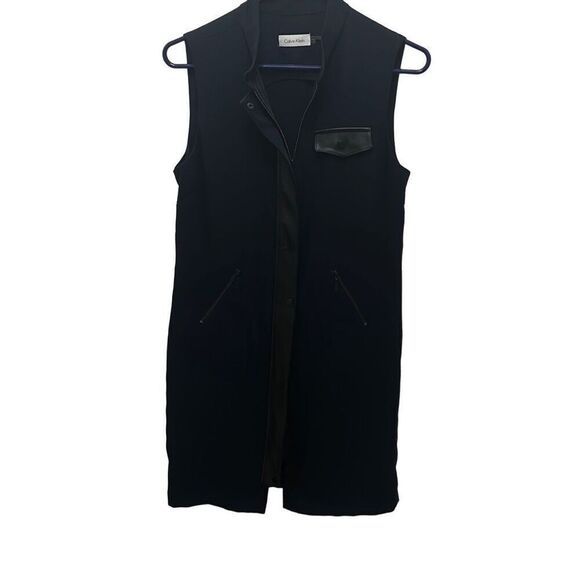Calvin Klein Zipper Front Midi Dress with Leather Accents Size 6 - Picture 1 of 6